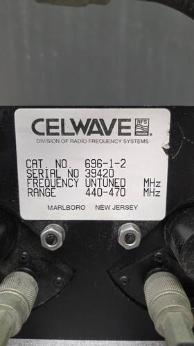 696-1-2 Celwave Rack Mount Uhf Duplexer For Kenwood Or Motorola 440-470mhz Gmrs