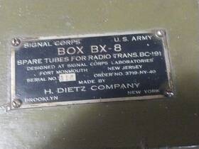 Bc-191 H. Dietz Co. Us Army Signal Corps Wood Field Box 8 For Spare Tube Transmitter
