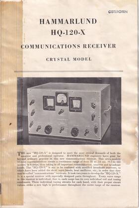 Hq-120x Hammarlund Hq-112x Genuine Original Communications Receiver Manual