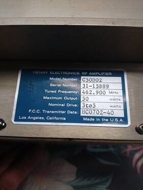 C50d02 Henry Electronics Rf Amplifier/ Model #
