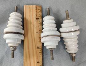1006c Johnson Three Ceramic Inch Spark Plug Insulators Some Damage