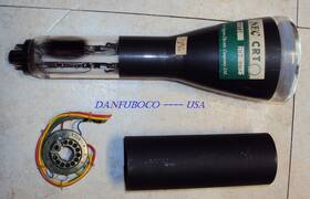 C324p1 Nec C321p1 Crt O-scope Tube With Socket And Shield In Good Shape No Burns