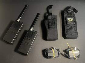 19-1201 Realistic 2-channel Vhf Fm Transceivers With Chargers And Eagle Industries Pouches