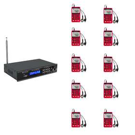 Usf9255a-f9202dx10 Retekess Tr510 Fm Broadcast Transmitter Bluetooth Dual Mic 10 Receivers For Drive In Car