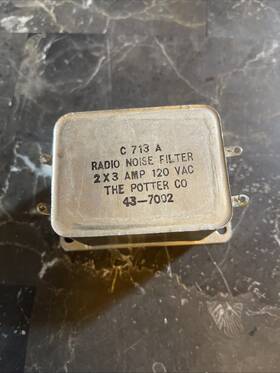 43-7002 The Potter Co. C713a Radio Noise Filter 2x3 Amp 120 Vac Untested