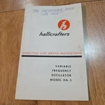 Vintage Hallicrafters HA-5 Vfo Operating And Service Instruction Manual. Fixed Price $17.99.