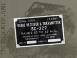 Label Plate Radio Station Signal Body Bc 322. Jeep Willys Us WW2. Fixed Price $18.65.