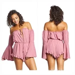 Radio Fiji Virage Solid Sokally Bell Sleeve Romper Dusty Mauve Pink Size. Fixed Price $39.00.
