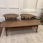 Lane Coffee & 2 End Side Tables Wood Caning Furniture Mid Century 70S Boho. Fixed Price $695.00.