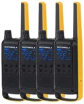 Motorola Talkabout T470 Two Way Radio 4-PACK Walkie Talkies Black/yellow 22 Chan. Fixed Price $180.00.