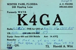 1965 K4GA Harold Witt Winter Park Florida Ham Radio Amateur Qsl Postcard. Fixed Price $10.00.