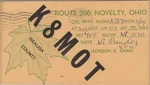 Vintage Amateur Ham Radio Qsl Postcard K8MOT Gordon Hann 1959 Novelty Ohio. Fixed Price $9.75.
