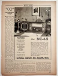 1941 Amateur Radio Magazine Pages NC-45 Receiver Vintage. Fixed Price $13.50.