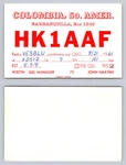 Ham Radio Qsl Qso Postcard HK1AAF, Barranquilla, So. Amer., Colombia. Fixed Price $13.99.