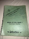 Hallicrafters HT-33A Mark Original Linear Amplifier Manual With Schematic. Fixed Price $21.95.