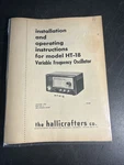 Manual For The Hallicrafters Model HT-18 Variable Frequency Oscillator From 1950. Fixed Price $45.00.