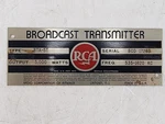 Vintage Rca BTA-5T Broadcast Transmitter Metal Name Plate Is. Fixed Price $33.96.