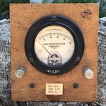 Vintage Jewell Galvanometer Radio Frequency Gauge Wooden Mount Stand. Fixed Price $69.95.