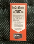Hammarlund Radio Display Dealer Store Tag HQ-170A-VHF Receiver. Fixed Price $14.99.
