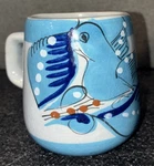 Mexican Folk Art Pottery Tonala Mug El Palomar 4" Blue Bird. Fixed Price $17.95.