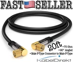 Kabeldirekt 20FT Satellite Cable 90 Angled 75 Ohm Hdtv Male F-type Connector. Fixed Price $15.81.