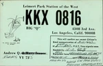 1967 Kkx 0816 Cb Qsl Radio Card Leimert Park Los Angeles Hammarlund Hq 105. Fixed Price $7.95.