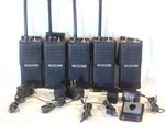 Lot Of 5 Regency Utili-com UC102 Radios W/ Leather Cases Belt Clips Chargers. Fixed Price $69.99.
