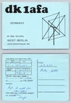 Ham Radio Qsl Qso Postcard DK1AFA, West-berlin, Germany. Fixed Price $13.99.