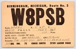 W8PSB Chuck Curtis: Birmingham, Oakland County Qsl Radio Card 1948. Fixed Price $5.00.