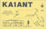 Amateur Radio Qsl Postcard KA1ANT James Bond 1978 Needham Massachusetts. Fixed Price $9.65.