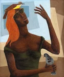 Woman With Bird By Cl Vis Graciano Quality Print - Frame. Fixed Price $57.99.