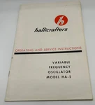 Vintage Hallicrafters HA-5 Operating And Service Instruction Manual. Fixed Price $10.00.