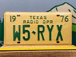 1976 Texas License Plate W5 Ryx Radio Operator Opr Amateur Ham Nos Vintage Decor. Fixed Price $45.00.