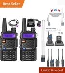 Lightweight UV-5R Ham Radio Set With Battery Saver And Emergency Alarm, 2 Pack. Fixed Price $59.99.