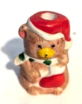Christmas Miniature Porcelain Bear Little Candle Holder Figurine 1/2" High. Fixed Price $9.99.