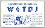 1952 Qsl Postcard W4TDJ Lowndesville Sc Ham Radio W9GUX Gary Indiana A50. Fixed Price $17.95.