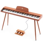 Brown 88 Semi Weighted Digital Piano Dual Keyboard Midi, Triple Pedal. Fixed Price $179.99.