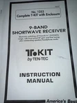 Ten-tec Model 1253 9 Band Shortwave Receiver Instruction Manual Print Both Sides. Fixed Price $10.00.