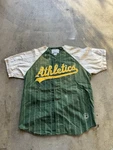 Vintage Mirage Mlb Athletics Pinstripe Green Button Down #25 Jersey. Fixed Price $150.00.