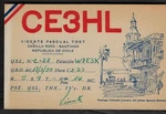 Qsl CARD"CE3HL,VICENTE Pascual TOST,50,SKETCH Of Stgo.",rep. De CHILE(Q7975). Fixed Price $8.50.