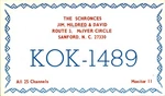 Vintage KOK-1489 Cb Radio Qsl Postcard Sanford The Schronces Lafayette Hb 444. Fixed Price $7.95.
