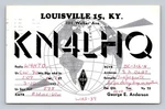 Ham Radio Qsl/qso KN4LHQ W4HTD Louisville, Ky 1957 Eldico 60W 40M Cw Globe. Fixed Price $16.99.