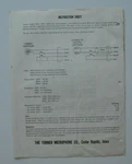 The Turner Microphone Co Model 350X 350C 350R Spec Sheet - English. Fixed Price $8.81.