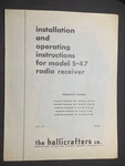 Hallicrafters S-47 Receiver Owners Manual Original. Fixed Price $29.99.