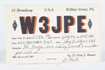 1947 Amateur Ham Radio Qsl Card Willow Grove Pa W3JPE Fred Boeser. Fixed Price $7.50.