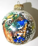 Vintage Round Blue Jay On Bird House Christmas Tree Ornament By Krebs. Fixed Price $19.95.