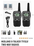Midland X-talker Two-way Radio Black, Extended Dual-band 2-PACK T51SLV. Fixed Price $40.00.