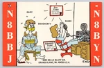 Humorous N8BBJ Qsl Card Gary Tied Up Diane Ham Radio Cartoon Grand Blanc Mi. Fixed Price $9.50.