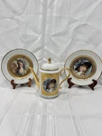 Vintage Western Germany Portrait Porcelain Teapot & Plate Display Set Gold Gilt. Fixed Price $79.99.