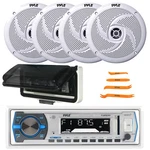 Pyle Single Din Marine Bluetooth Receiver W/cover, 4X 6.5" 240W Boat Speakers. Fixed Price $136.49.